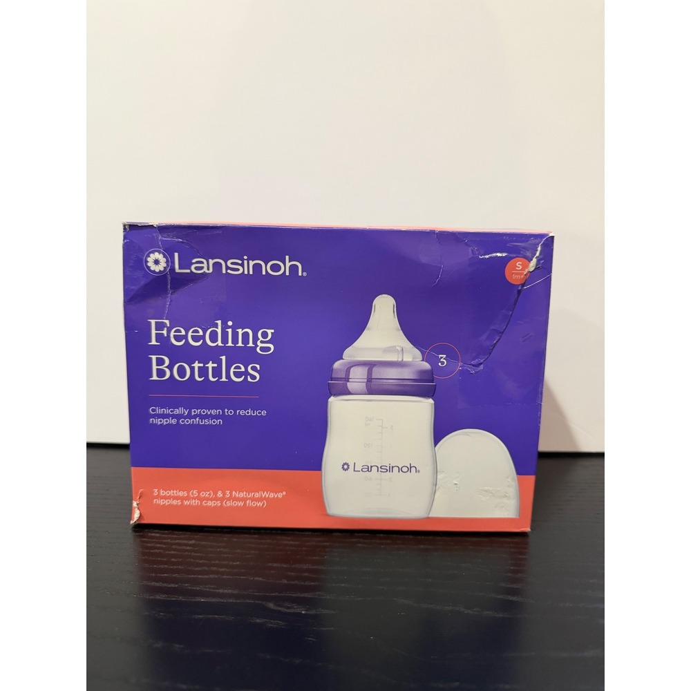 Lansinoh Feeding Bottles 5oz 3pk NaturalWave Nipple Slow Flow Size S 1m+